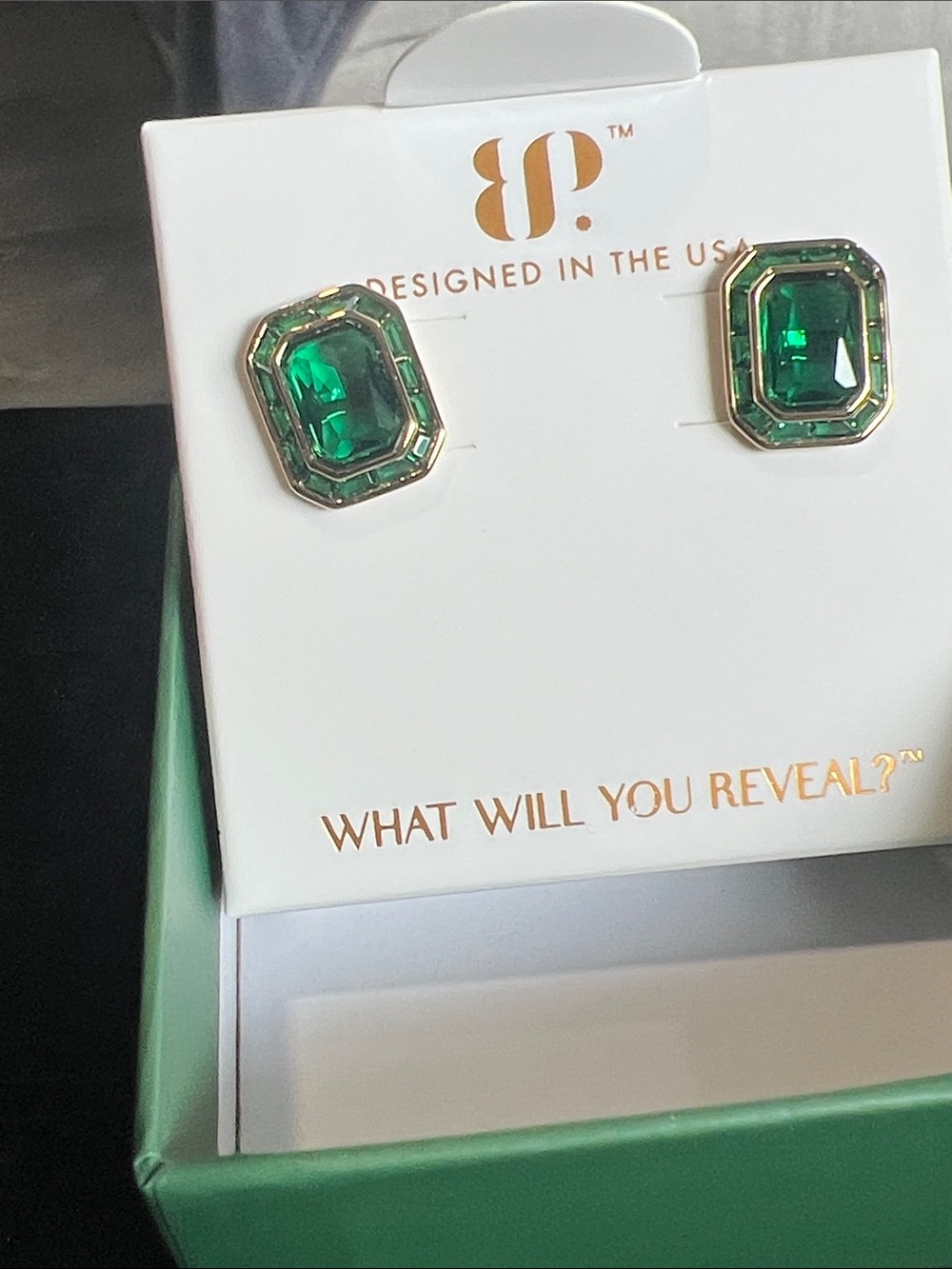 Bomb Party Emerald Octagon Gold-Tone Stud Earrings May 2026